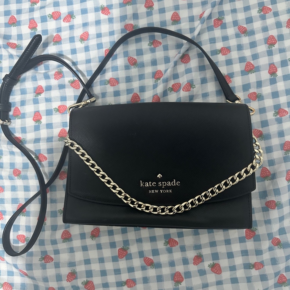 Kate Spade Black Crossbody Bag with Gold Chain
